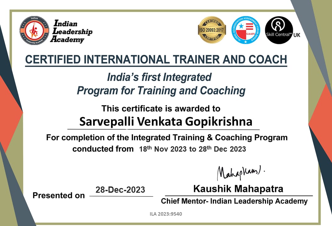 Certified International Trainer and Coach